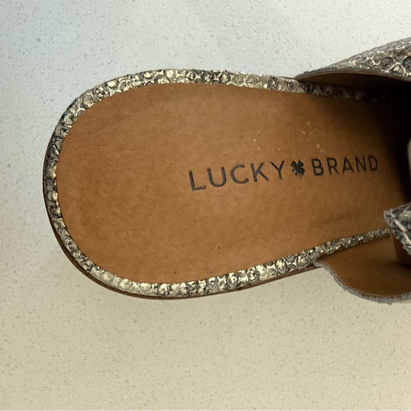 Lucky Brand Lideton Slingback Booties Leather Gray Snakeskin Print Womens 8.5‎ - Picture 6 of 9